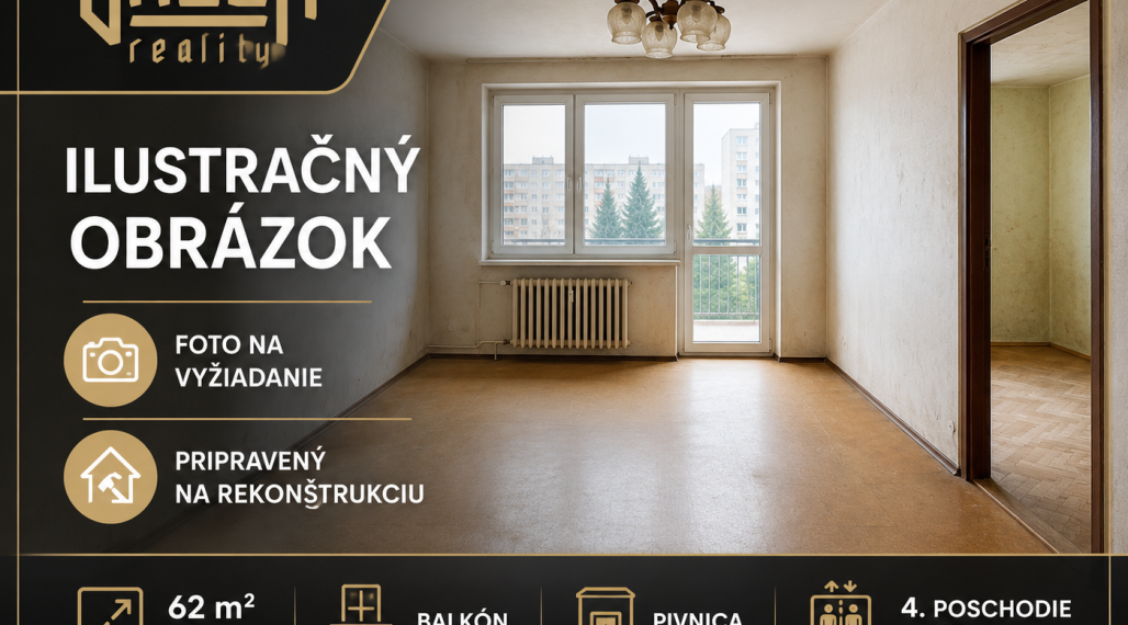 2-IZBOVÝ BYT V TOP LOKALITE STRED – VYTVORTE SI DOMOV PODĽA VLASTNÝCH PREDSTÁV